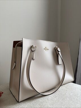 Coach Pebbled Leather Tote in Soft Pink and Tan